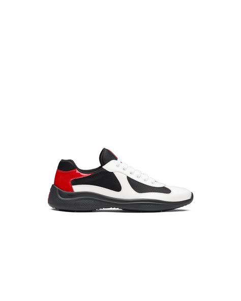 red white and black prada sneakers|prada white high top sneakers.